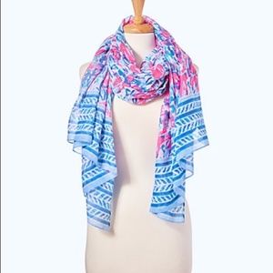 New Never Worn! Rare Print!! Lilly Pulitzer Cosmic Coral Cracked Up Wrap Scarf